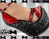 Black Red Wedge Sandals