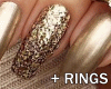 ! Gold Nails + Rings