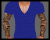 (DP)Blue Ribbed V Neck