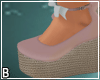 Pink White Bow Wedges