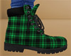 Green Work Boots Plaid M