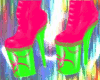  boots pink/green