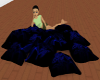 Blue,black pillow pile