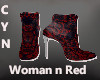 Woman n Red Ankle Boots