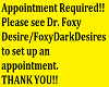 foxy's appointmen sign