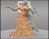 Gold w Feathers Gown