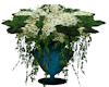 Teal Urn, White Flowers