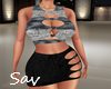 Knit Skirt Set-Blk/Gray