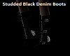 Studded Black Denim Boot