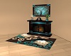 Brown and Teal Fireplace