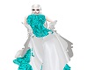 Teal White & Silver Gown