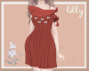 bow knit dress red