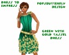 green & gold tassel dres