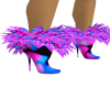 feather boots pink blue 
