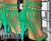 High-heeled green shoes