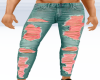 Sage,Coral patch jeans