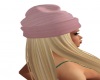 blonde with pink hat