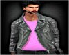 LEATHER JKT GREY/PINK