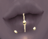 3 Gold Lip Piercings