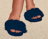 Dark Blue Fuzzy Slippers