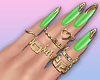 H* Green Nails +Rings