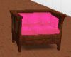 WOOD COUCH /PINK COVERS
