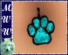 Aqua/Blk Paw Belly Ring