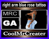 rt arm blue rose tattoo