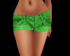green denim shorts