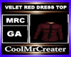 VELET RED DRESS TOP