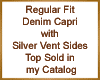 Denim Silver Vent Capri
