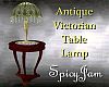 Antq Table w/Lamp Grn