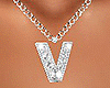 V Letter Silver Necklace