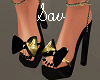 Black/Gold Bow Heels