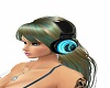 Neon blue headphones