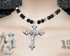 ✩ cross necklace b/w