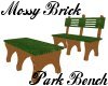 Mossy Brick Park Bench