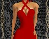 red drape back dress