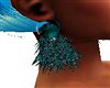 Drk Teal Feather Earring