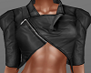 H/Leather Crop Vest Blk