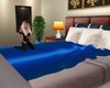Blue satin bed sheet