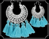 Blue HoopTassel Earrings