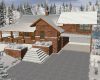 snowy brick home