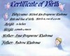 Luna's birth certificate