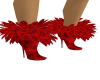 feather boots red