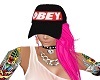 OBEY cap w. pink hair