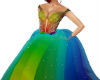 Rainbow layered ballgown