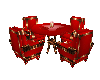 table chairs red