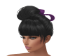 black hair purple ribbon