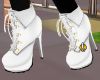 white laced heeled boots